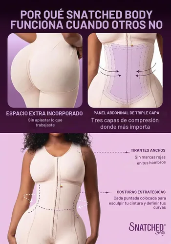 Vista 3 de Snatched Body Fajas Colombianas con Bra Etapa 1 Faja Postcirugía Negro