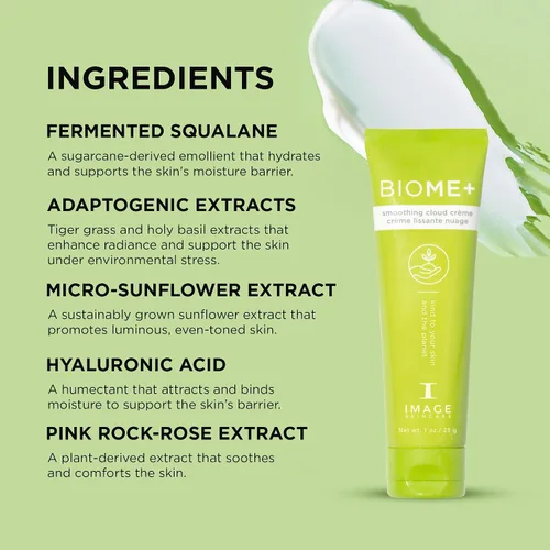 Vista 6 de IMAGE Skincare, BIOME+ Smoothing Cloud Crème, Microbiome Friendly Face Night Cream, Supports Skin Moisture Barrier