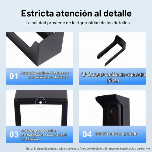 Vista 6 de Cubierta de metal para timbre, resistente a la intemperie, cubierta de lluvia para timbre, parasol antirreflejo, compatible con parpadeo/anillo