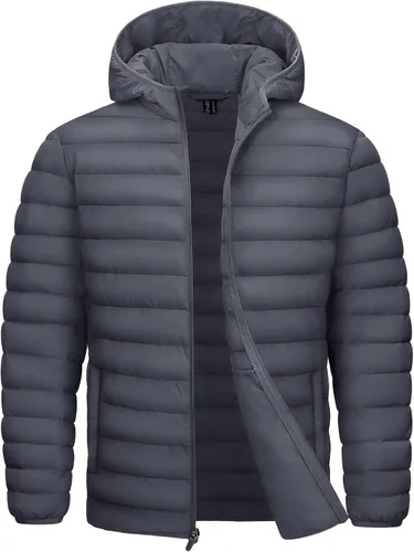 Vista 17 de TACVASEN Chaqueta Puffer Ligera para Hombre con Capucha Resistente al Agua a Prueba de Viento Chaqueta Aislante Acolchada con Forro Abrigos
