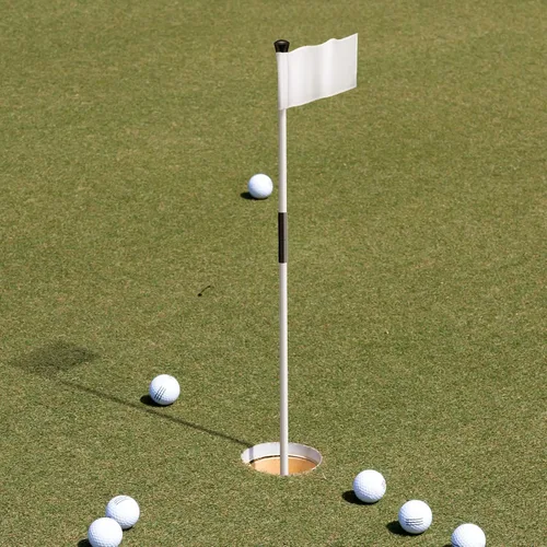 Vista 5 de Pelopy Juego de 3 palos de golf para poner golf, palo de bandera verde para patio, portátil, fibra de vidrio, 2 secciones para astillar, campo
