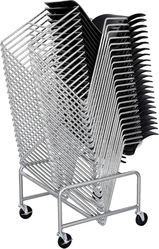 Vista 5 de Safco - Carrito de silla apilable con base de trineo, acero, capacidad de Ruedas de bloqueo de 3 pulgadas, no requiere montaje, compatibles