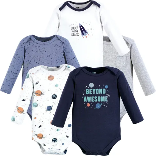 Vista 60 de Hudson Baby baby-boys Cotton Long-sleeve Bodysuits 5-pack