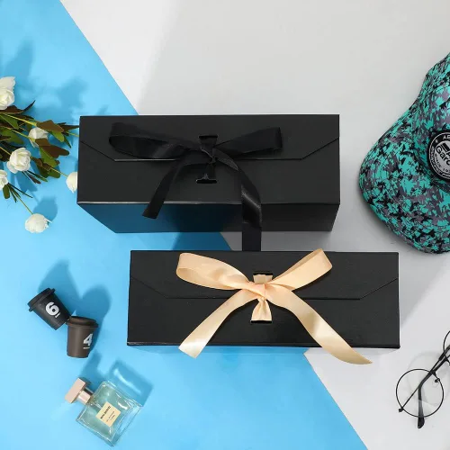 Vista 2 de GoooodGift Caja de regalo negra para regalos de 10 x 7.3 x 3.5 pulgadas, caja decorativa con cinta, caja de regalo vacía con tapa cierre magnético