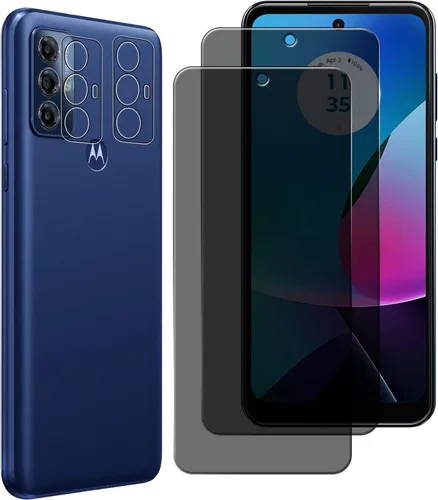 Vista 11 de Paquete de 2 protectores de pantalla de privacidad para Motorola Moto G 5G 2022 [dureza 9H] HD [negro] película de vidrio templado privado antiespía
