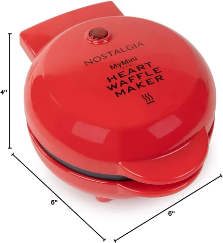 Vista 4 de Nostalgia MyMini - Máquina para hacer gofres en forma de corazón, regalo de San Valentín, tamaño compacto