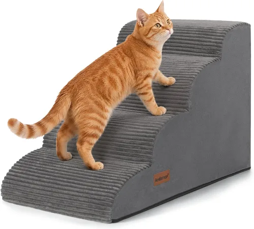 Vista 9 de Escaleras para perros y gatos pequeños, rampa de escaleras para mascotas de Gris