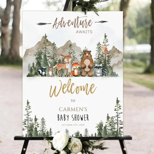 Vista 18 de Letrero de bienvenida personalizado para baby shower, cartel de bienvenida de Oh Baby Fall Baby Shower, póster de ducha de recién nacido con flores