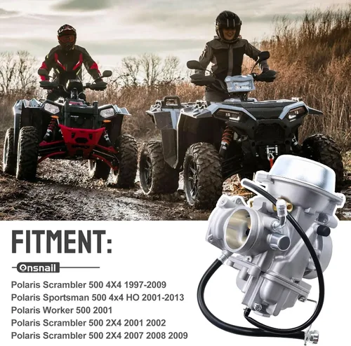 Vista 5 de Carburador para Polaris Sportsman 500 4X4 HO 2001-2005 2010-2012 (solo HO)/Polaris Scrambler 500 4X4 1997-2009/Polaris Worker 500/Polaris ATP 500