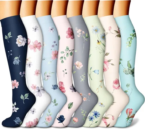 Vista 8 de CHARMKING Calcetines de compresión para mujeres y hombres para circulación (8 pares) 15-20 mmHg, mejor soporte para ciclismo atlético