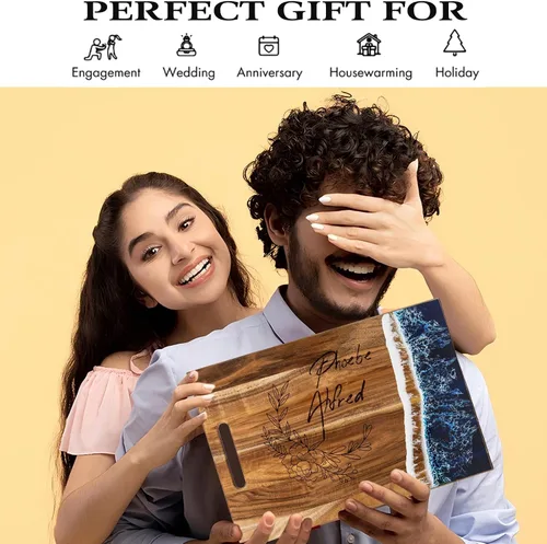 Vista 5 de Regalos de boda personalizados para parejas 2026, tablero de charcutería grabado personalizado para boda, aniversario, cumpleaños, inauguración