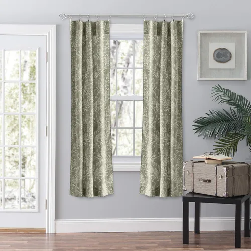 Vista 24 de Ellis Curtain Lexington Leaf Tailored Swags, Azul 56"x36