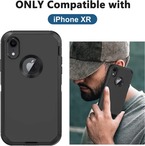 Vista 2 de Funda para iPhone XR, con protector de pantalla integrado, protección resistente contra caídas, cuerpo completo, a prueba de golpes, a prueba