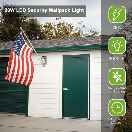 Vista 6 de TIERONE Luz LED de Pared con Fotocélula del Atardecer al Amanecer Iluminación de Seguridad para Montaje en Pared al Aire Libre 28W 3000LM 4000K Luz