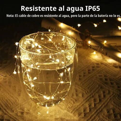 Vista 4 de Lighting EVER - Guirnalda de luces de hadas que funcionan con pilas, 20 miniluces LED, impermeables, pequeñas luces de duende para frascos