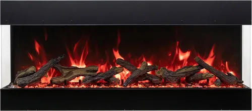 Vista 3 de Amantii TRV-85-BESPOKE Tru View Bespoke - Chimenea eléctrica de 3 caras para interiores y exteriores de 85 pulgadas con WiFi, Bluetooth, altavoz
