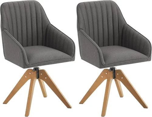 Vista 11 de Furniliving Silla Giratoria de Acento Moderna de Mediados de Siglo para Sala de Estar, Silla de Escritorio de Madera con Brazos, Sillas con Brazos