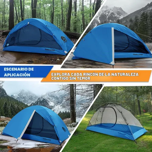 Vista 6 de Tienda de campaña para mochilero de 1/2 persona para camping, tienda de campaña ultraligera e impermeable, tienda de campaña compacta fácil