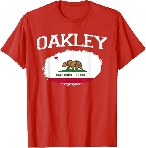 Vista 104 de OAKLEY CA CALIFORNIA Flag Vintage USA Sports Hombre Mujer Camiseta, Negro