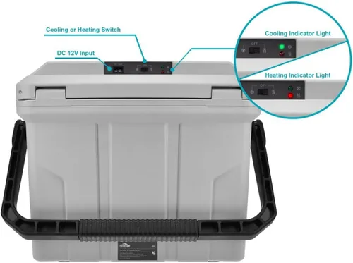 Vista 4 de Monoprice Emperor 15 - Refrigerador portátil de 15 litros con adaptador de enchufe de automóvil, 12 V CC para automóvil/SUV/camioneta/furgoneta/RV