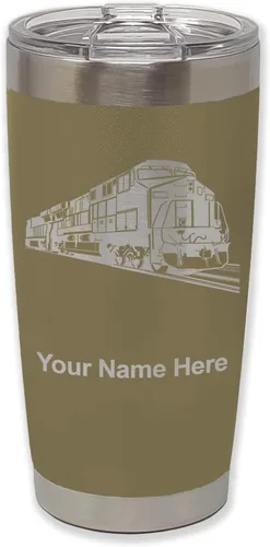 Vista 36 de LaserGram Vaso aislado al vacío de 20 onzas, tren de carga, grabado personalizado incluido (negro)
