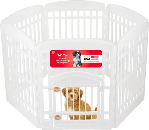 Vista 17 de IRIS USA Corralito para perros de 4 paneles de 24" con puerta, 35 x 35 x 24, corralito para cachorros, corralito para perros de interior, cerca
