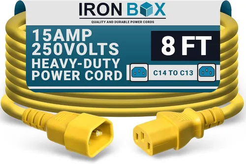 Vista 17 de IronBox Electric - Cable de Alimentación C14 a C13 de Servicio Pesado, 15A, 250V, Cable de Extensión para Computadora 14/3 AWG - Cables