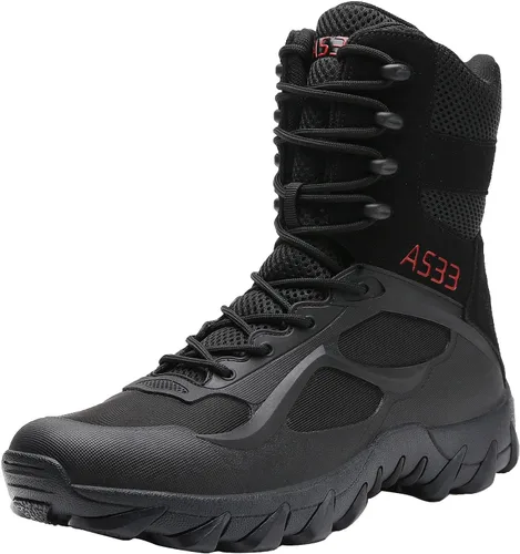 Vista 8 de Kervaky Botas tácticas militares para hombre ligeras, botas de trabajo tácticas transpirables para hombre, botas de combate de la jungla, botas