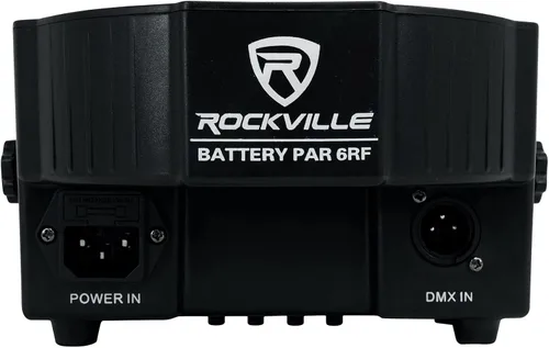 Vista 6 de Rockville Paquete Par de Baterías 6RF Negro, 8 Luces de Lavado Recargables+Estuche RGBWA+UV, DMX inalámbrico, control remoto RF, batería de 15