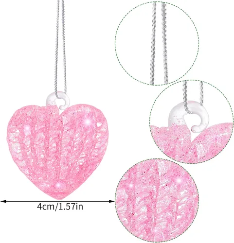 Vista 3 de 12 adornos de corazón para San Valentín, de cristal, con forma de corazón, adornos colgantes para Navidad, San Valentín, aniversario, boda Rosa