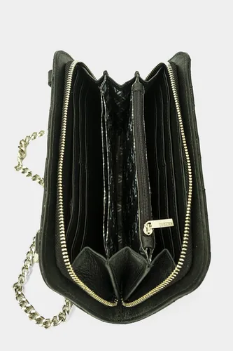 Vista 5 de VELEZ Cartera RFID de cuero con correa para la muñeca, bolso de mano largo, cartera para mujer con monedero, Cartera de cuero monogramado