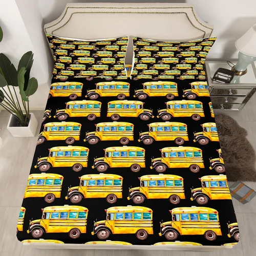 Vista 15 de Juego de sábanas bajeras ajustables para niños, diseño de caricaturas, camiones, tamaño individual, juegos de ropa de cama de excavadoras, camiones