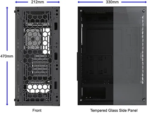 Vista 10 de Bgears b-Optillusion (ventiladores no incluidos) Funda ATX para juegos para PC, panel frontal ARGB con ilusión óptica especial, lado de vidrio