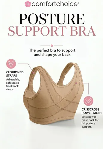 Vista 4 de Comfort Choice Sujetador de postura sin aros con cierre frontal de talla grande para mujer Negro