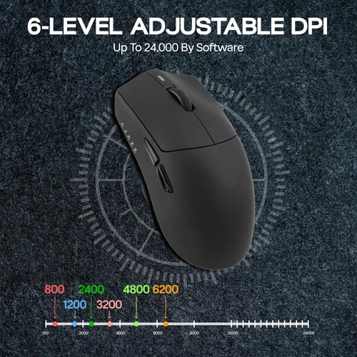 Vista 6 de MechLands AJAZZ AJ139P V3 MC Mouse inalámbrico con base de carga, 3 modos de mouse para juegos con batería de 800 mAh, 24,000 DPI ajustable, sensor