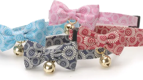 Vista 7 de Necoichi Kiku Ribbon Bow Tie Cat Collar (azul bebé)