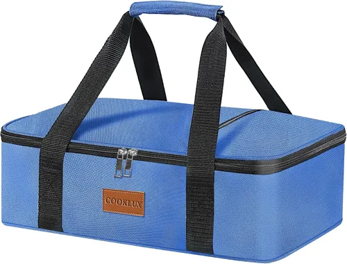 Vista 10 de Porta cazuelas aislada de 9x13 pulgadas, nylon duradero, porta cazuelas a prueba de fugas, porta cazuelas para alimentos fríos o calientes (negro)