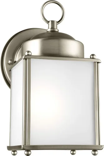 Vista 7 de Generation Lighting 8592001-965 - Farol de pared para exteriores Castle One Light, acabado de níquel cepillado antiguo, 8.25 pulgadas de alto, 4.25
