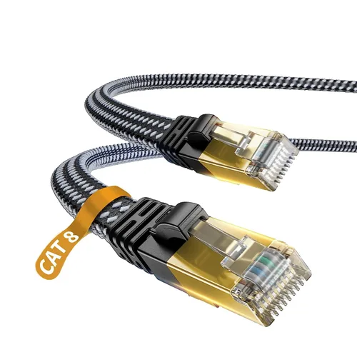 Vista 18 de Cable Ethernet Cat 7, DanYee, de nailon CAT7 de alta velocidad, profesional, chapado en oro, cables STP CAT 7 RJ45, cable Ethernet de 3 ft, 10 ft