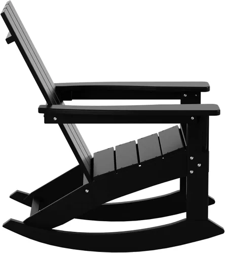Vista 6 de WO Home Furniture Silla Mecedora de Patio Moderna para Exteriores HDPE Resistente a UV y Clima (Negro)