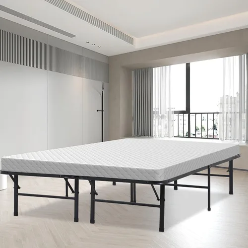 Vista 10 de PayLessHere Marco de cama plegable de metal de 14 pulgadas, plataforma de listones de acero resistente, base de cama, base de colchón, repuesto