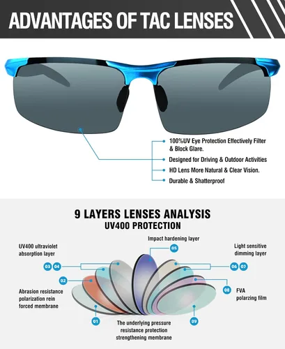 Vista 67 de Duco - Gafas de sol deportivas polarizadas para hombre con protección UV 8177s