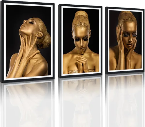 Vista 64 de MAMAGO Lienzo decorativo para pared, pintura de belleza dorada y negra, fotos de mujeres africanas, hermosos pósteres de mujer negra, impresiones