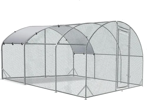 Vista 14 de TOLEAD Gallinero de metal grande mejorado con malla de alambre de tres soportes, corral de pollo, con cubierta resistente al agua y anti-UV, casa