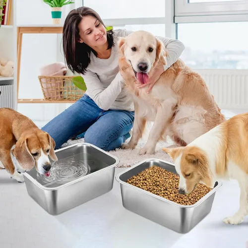 Vista 6 de MEWTOGO 2 cuencos extra grandes de acero inoxidable de grado alimenticio
