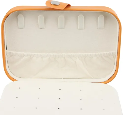 Vista 5 de Joyero de viaje, portátil, de piel sintética, organizador de viaje, estuche de joyería de viaje, cajas pequeñas de doble capa para mujeres