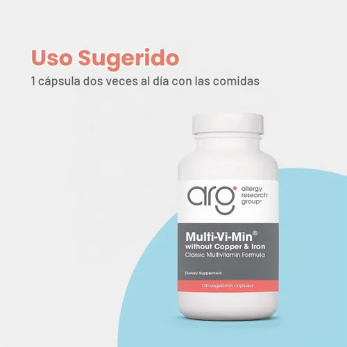Vista 4 de Allergy Research Group Multi-Vi-Min Sin Cobre y Hierro - 150 Cápsulas Vegetarianas