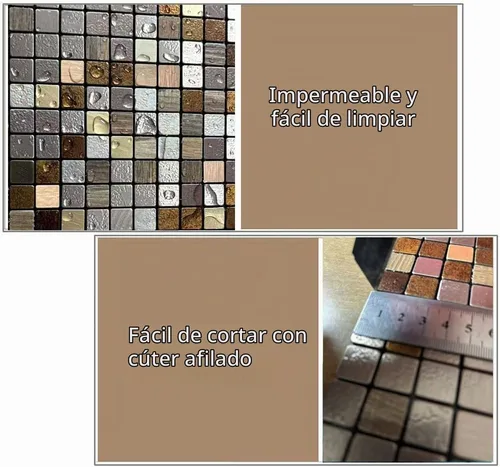 Vista 4 de Azulejos de Respaldo de Metal Despegar y Pegar para Cocina Decoración de Pared 3D Azulejos de Mosaico de Aluminio para Baño, 12"x12"x0.15