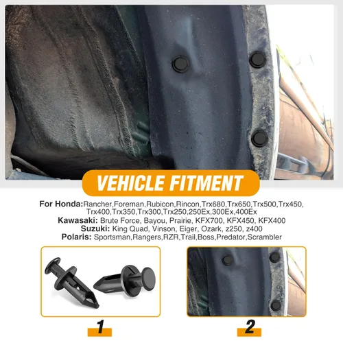 Vista 4 de GOOACC 100 clips de guardabarros para el cuerpo, remaches para el motor, debajo de la cubierta, clips de protección contra salpicaduras para Honda