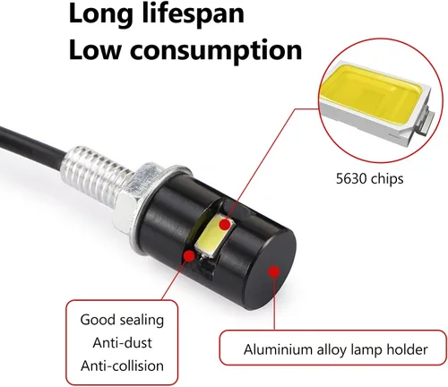 Vista 5 de 2 luces para matrícula, bombilla LED impermeable de 12 V, lámpara de tornillo de matrícula para automóvil, motocicleta, camión, RV, ATV, bicicleta